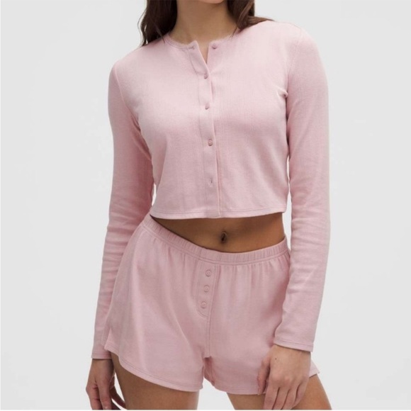 lululemon athletica Tops - lululemon pointelle cotton cropped button shirt cardigan